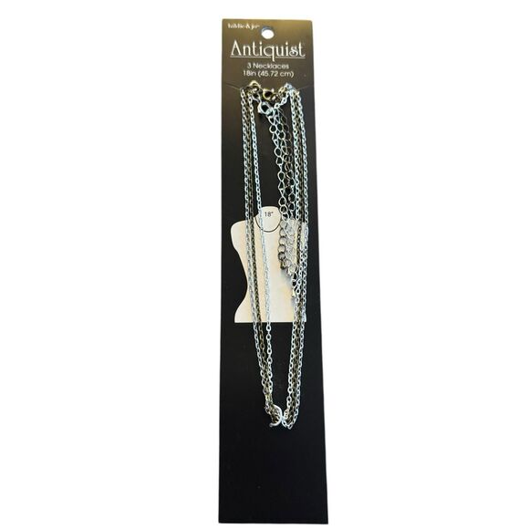 Hildie And Jo Silver Chains 3 Necklaces 18 Inches Antiquist - Picture 1 of 3